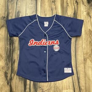 VTG Cleveland Indians Lady Slugger Embroidered Button Jersey S Guardians MLB .